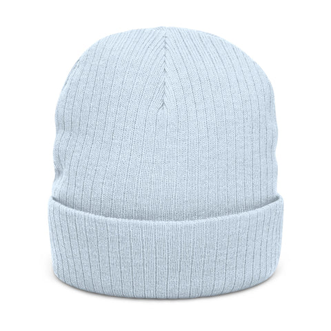 Embroidered Spider Ribbed Knit Beanie - Gray Winter Hat