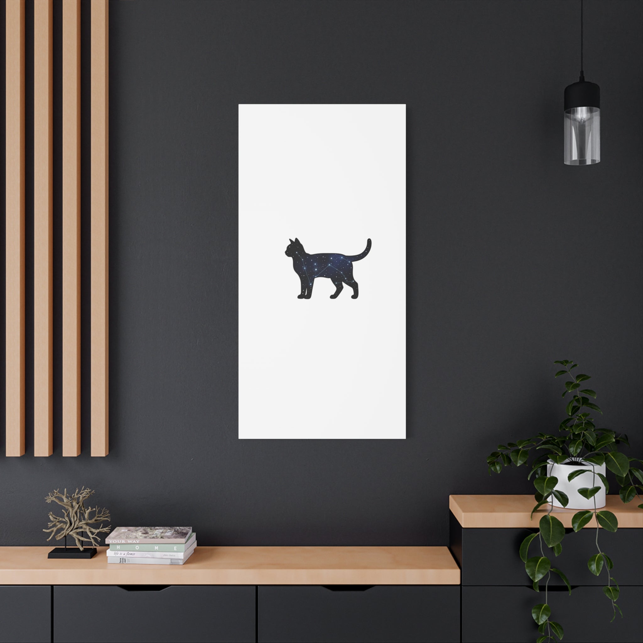 Galaxy Cat Canvas, Stretched Matte Print | Grunge Revival, Dark Plaid Aesthetic