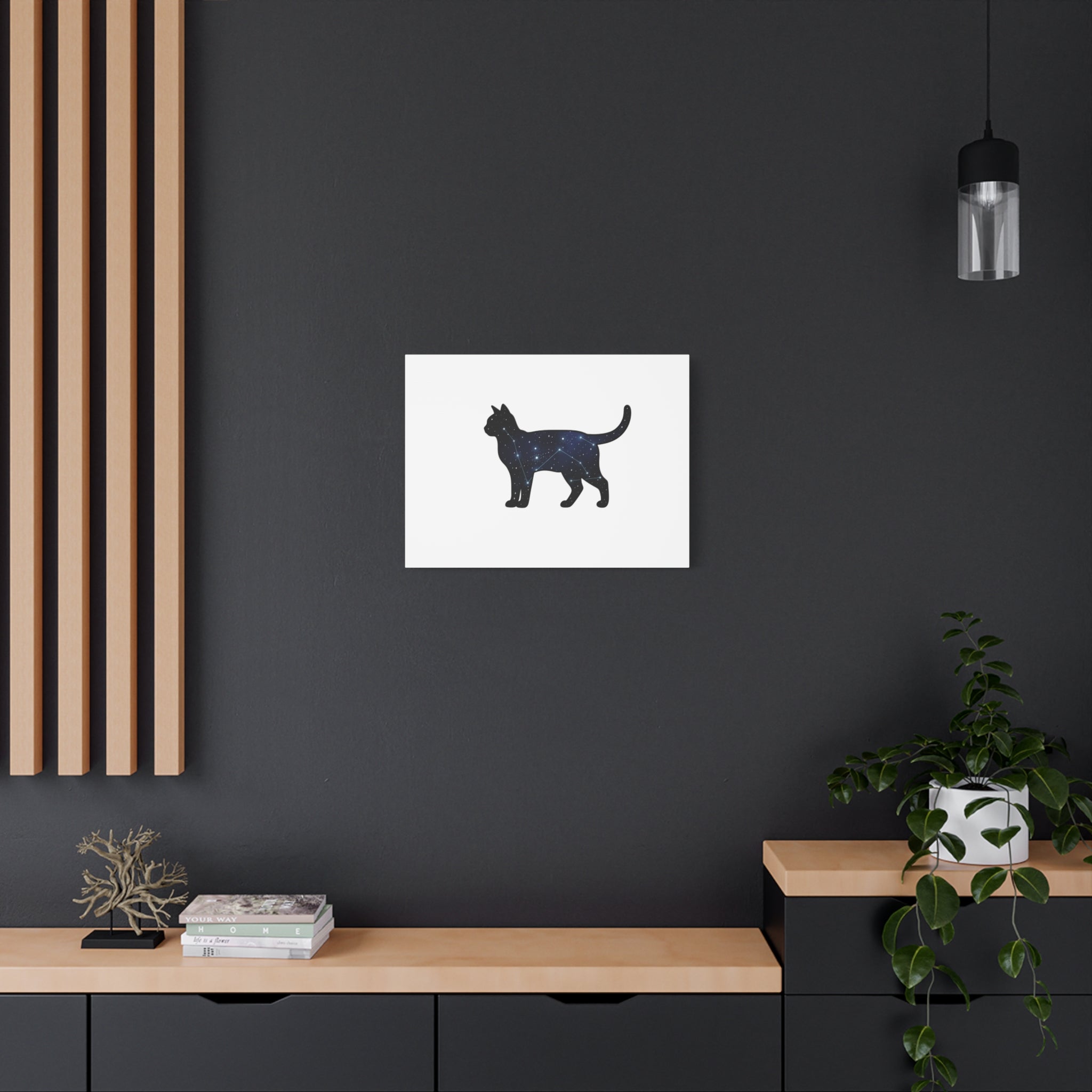 Galaxy Cat Canvas, Stretched Matte Print | Grunge Revival, Dark Plaid Aesthetic