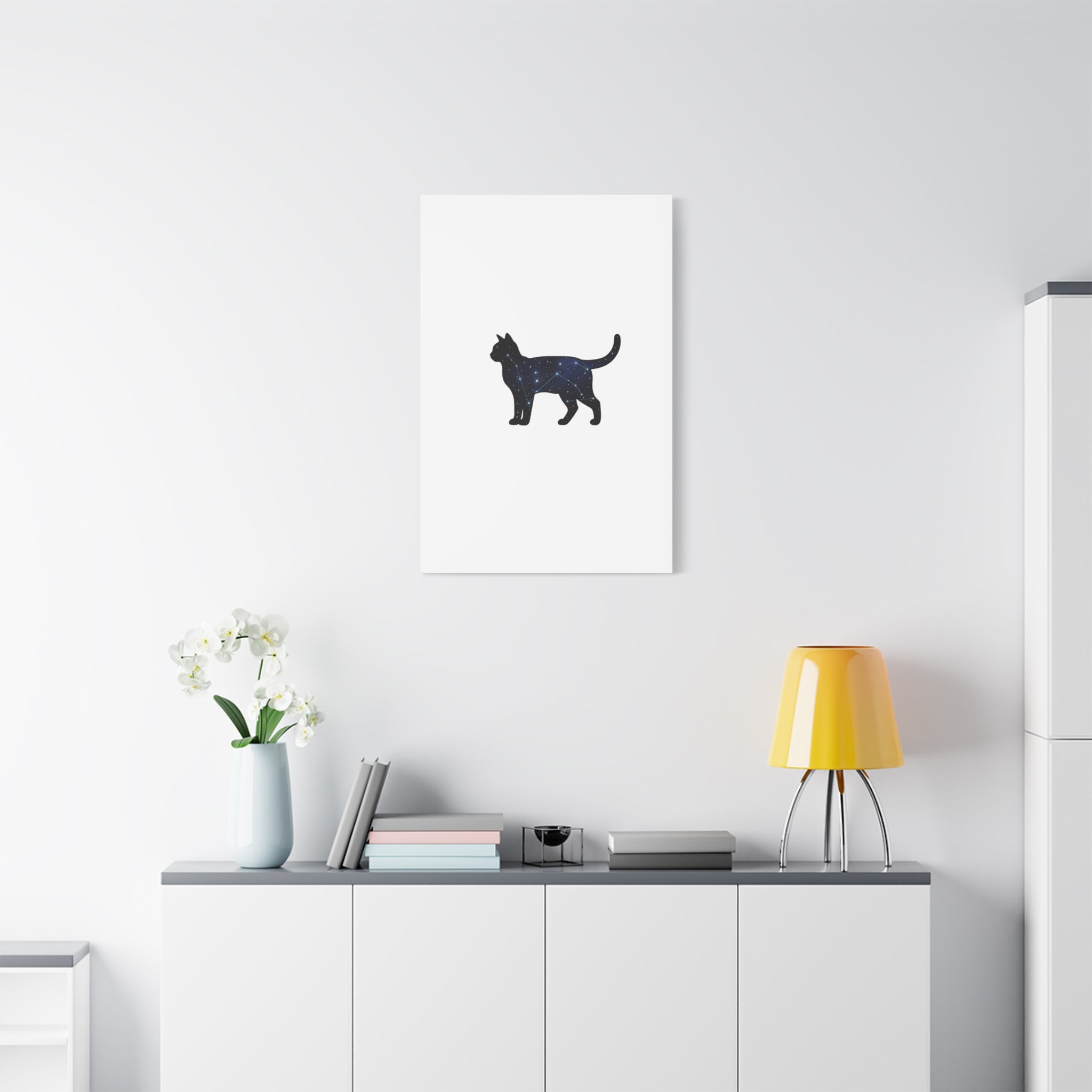 Galaxy Cat Canvas, Stretched Matte Print | Grunge Revival, Dark Plaid Aesthetic