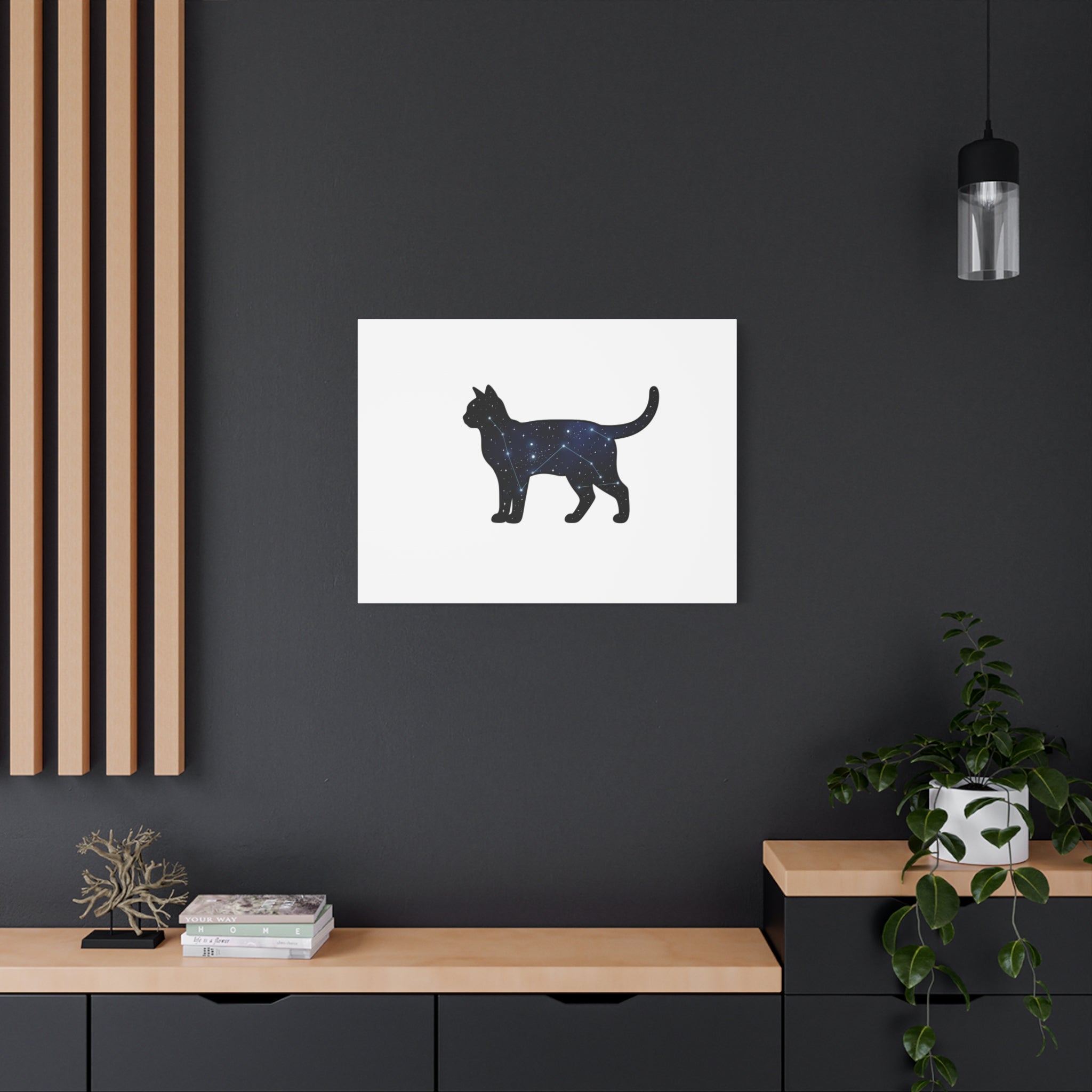 Galaxy Cat Canvas, Stretched Matte Print | Grunge Revival, Dark Plaid Aesthetic