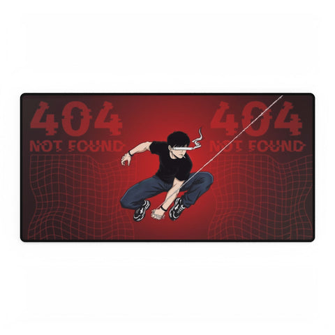 404 Not Found Skate Jumper Desk Mat — Red Cyberpunk Gaming Mousepad