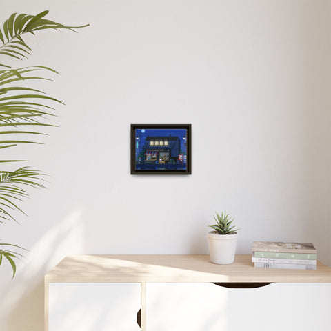 Nighttime Japanese Shop Matte Canvas Print (Framed)