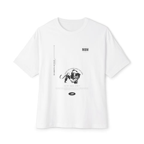 M8M Skull Minimalist Graphic Tee — Oversized Boxy White T‑Shirt