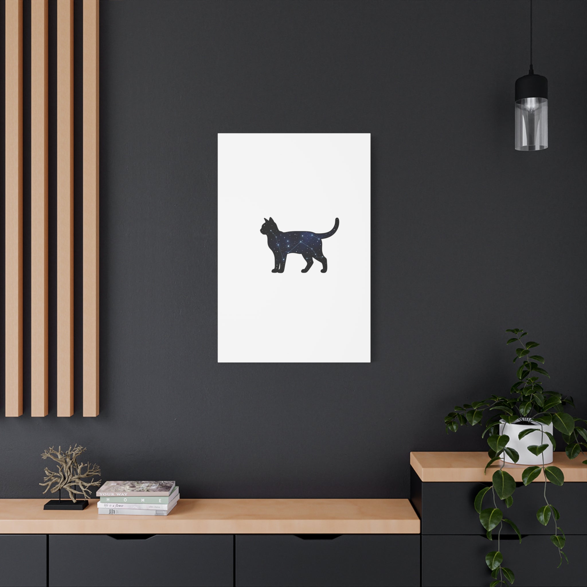 Galaxy Cat Canvas, Stretched Matte Print | Grunge Revival, Dark Plaid Aesthetic