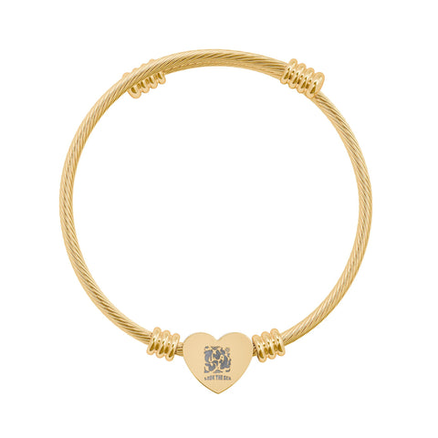 Engravable Heart Cuff Bracelet — Personalized Mesh Wire Bangle (Silver or Gold)