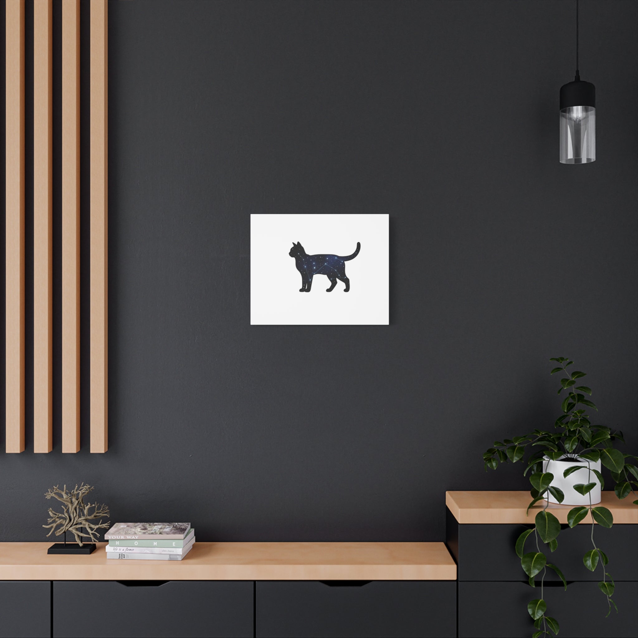 Galaxy Cat Canvas, Stretched Matte Print | Grunge Revival, Dark Plaid Aesthetic