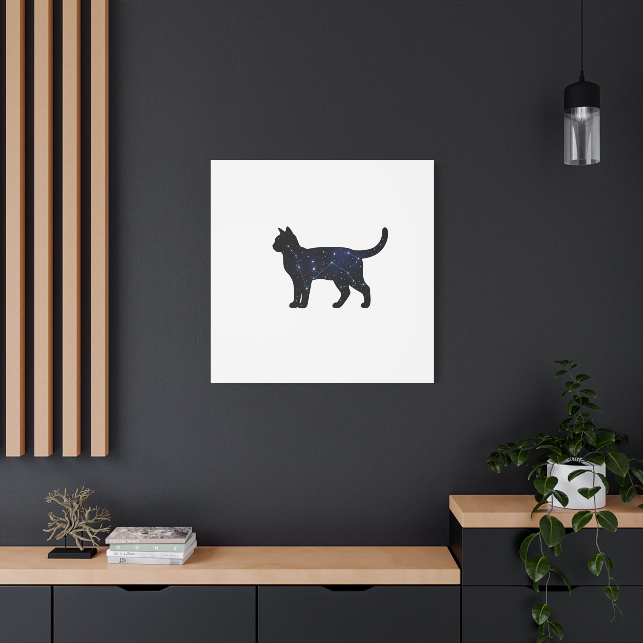 Galaxy Cat Canvas, Stretched Matte Print | Grunge Revival, Dark Plaid Aesthetic