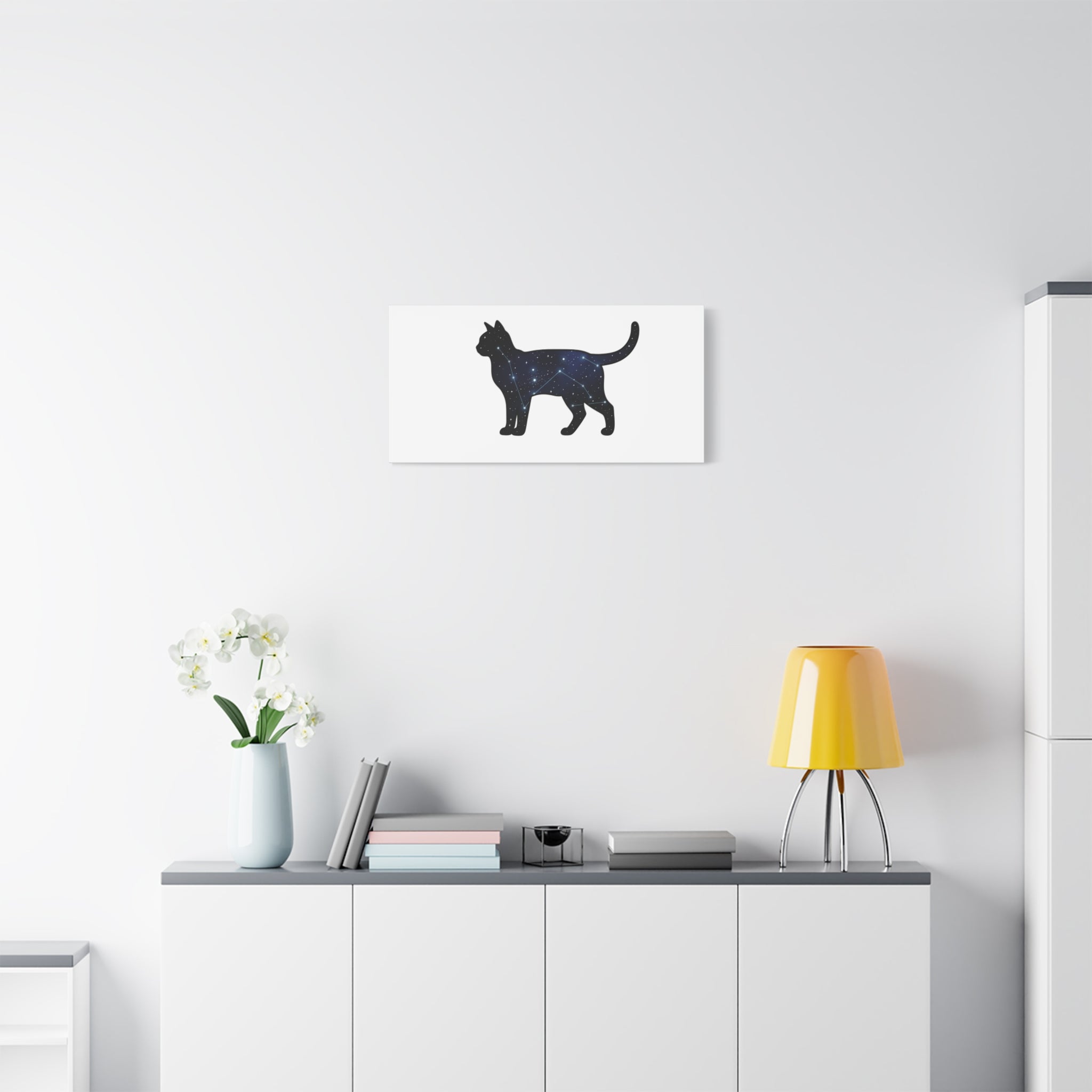 Galaxy Cat Canvas, Stretched Matte Print | Grunge Revival, Dark Plaid Aesthetic