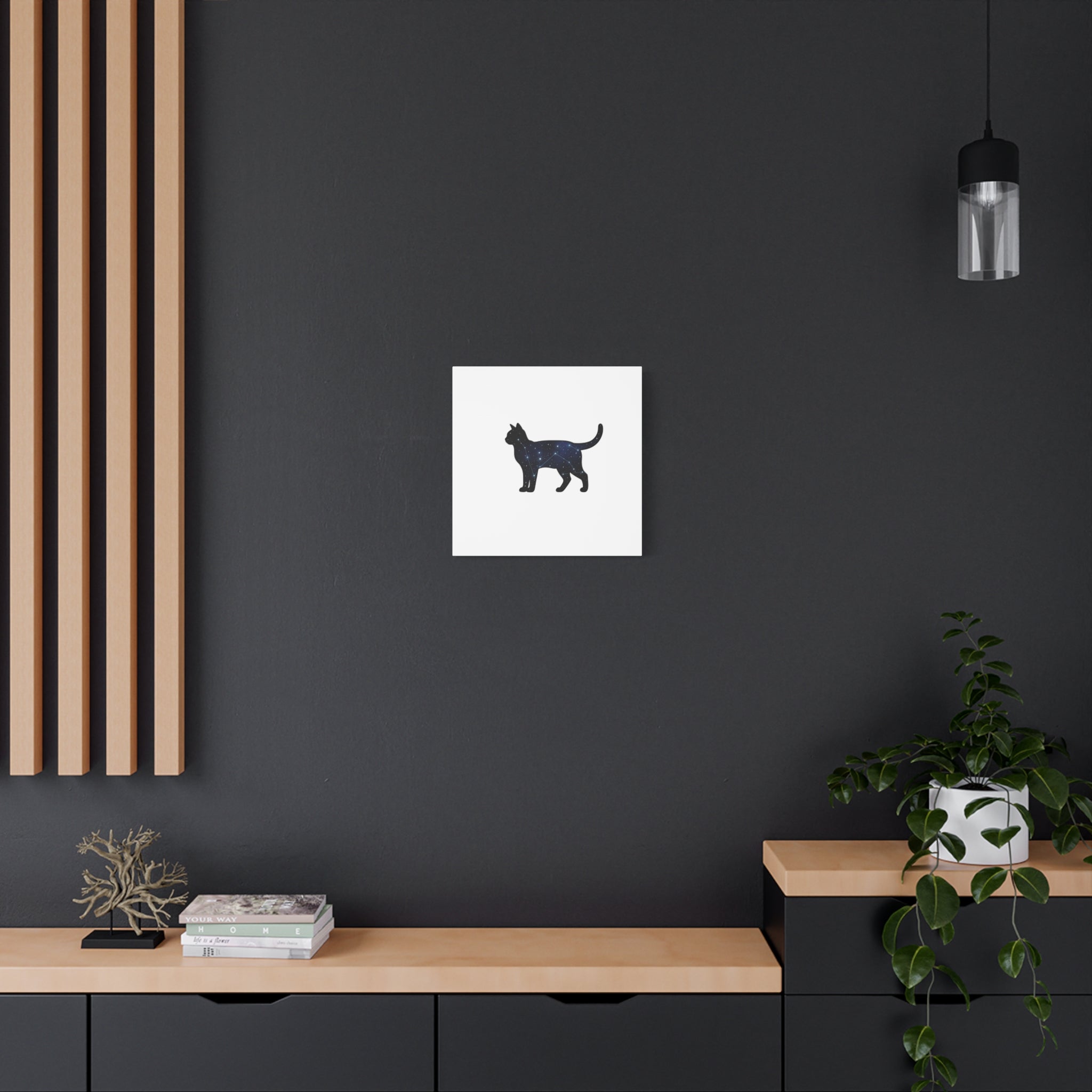 Galaxy Cat Canvas, Stretched Matte Print | Grunge Revival, Dark Plaid Aesthetic