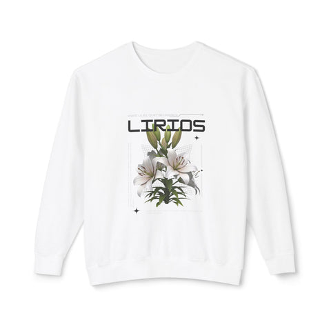 Lirios Floral Crewneck Sweatshirt — White Lily Botanical Graphic