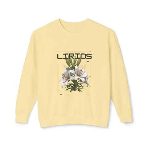 Lirios Floral Crewneck Sweatshirt — White Lily Botanical Graphic