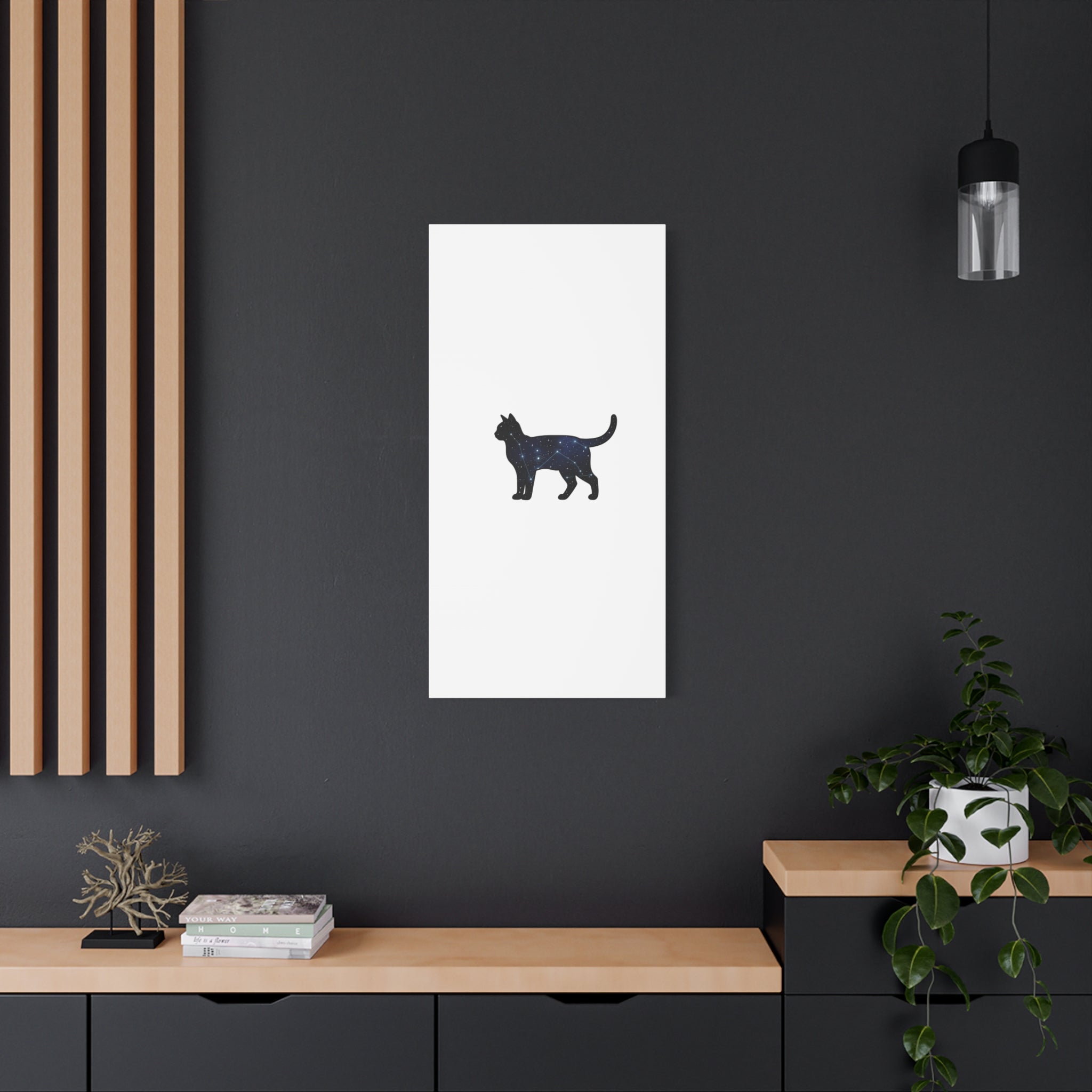Galaxy Cat Canvas, Stretched Matte Print | Grunge Revival, Dark Plaid Aesthetic