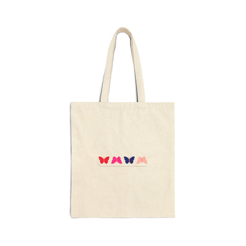 Butterfly Row Canvas Tote — Cute Minimalist Cotton Shopper Bag