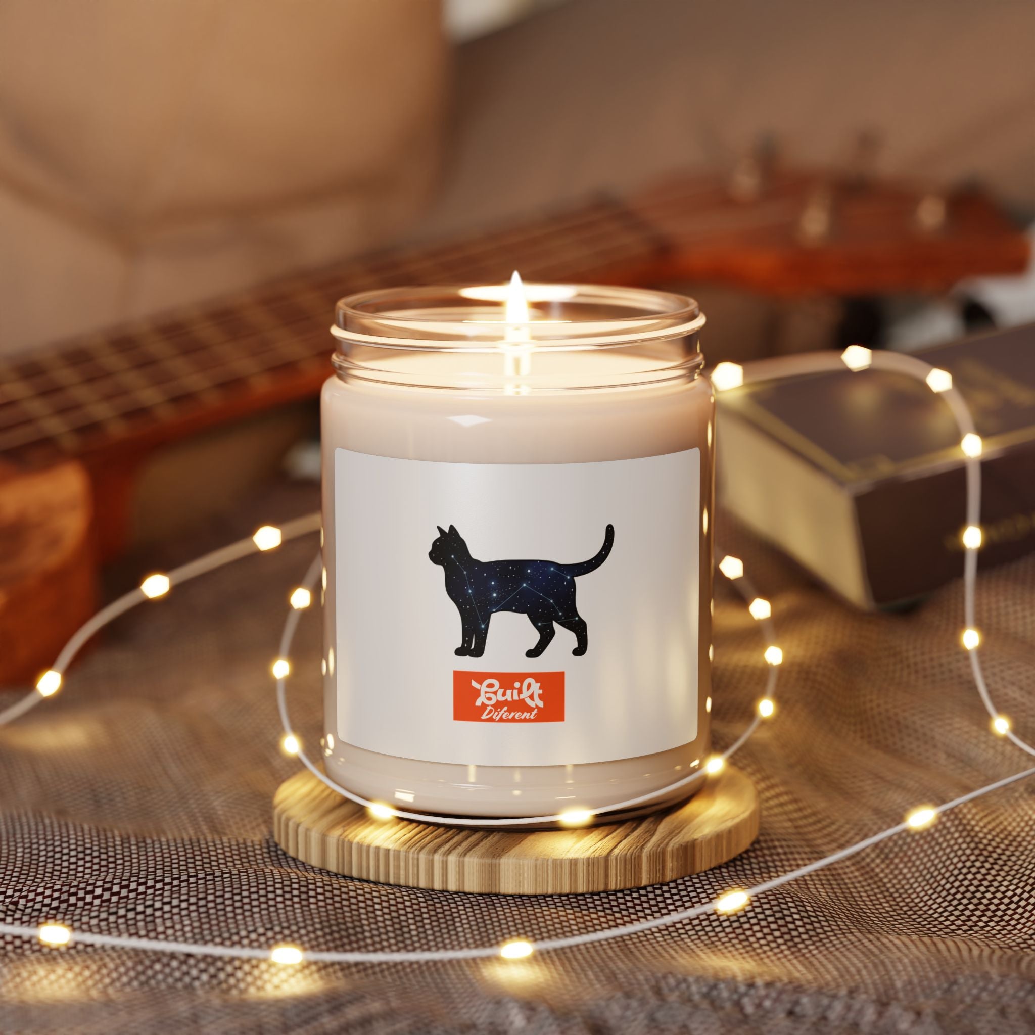 Galaxy Cat Candle, Soy Jar | Grunge Revival, Plaid-Inspired Aesthetic