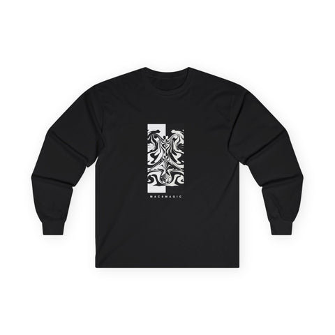 Long Sleeve Tee — Black Abstract Marble 'Alchemical' Graphic