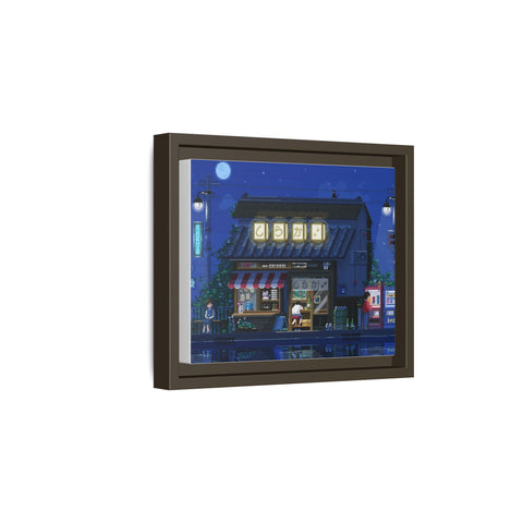 Nighttime Japanese Shop Matte Canvas Print (Framed)
