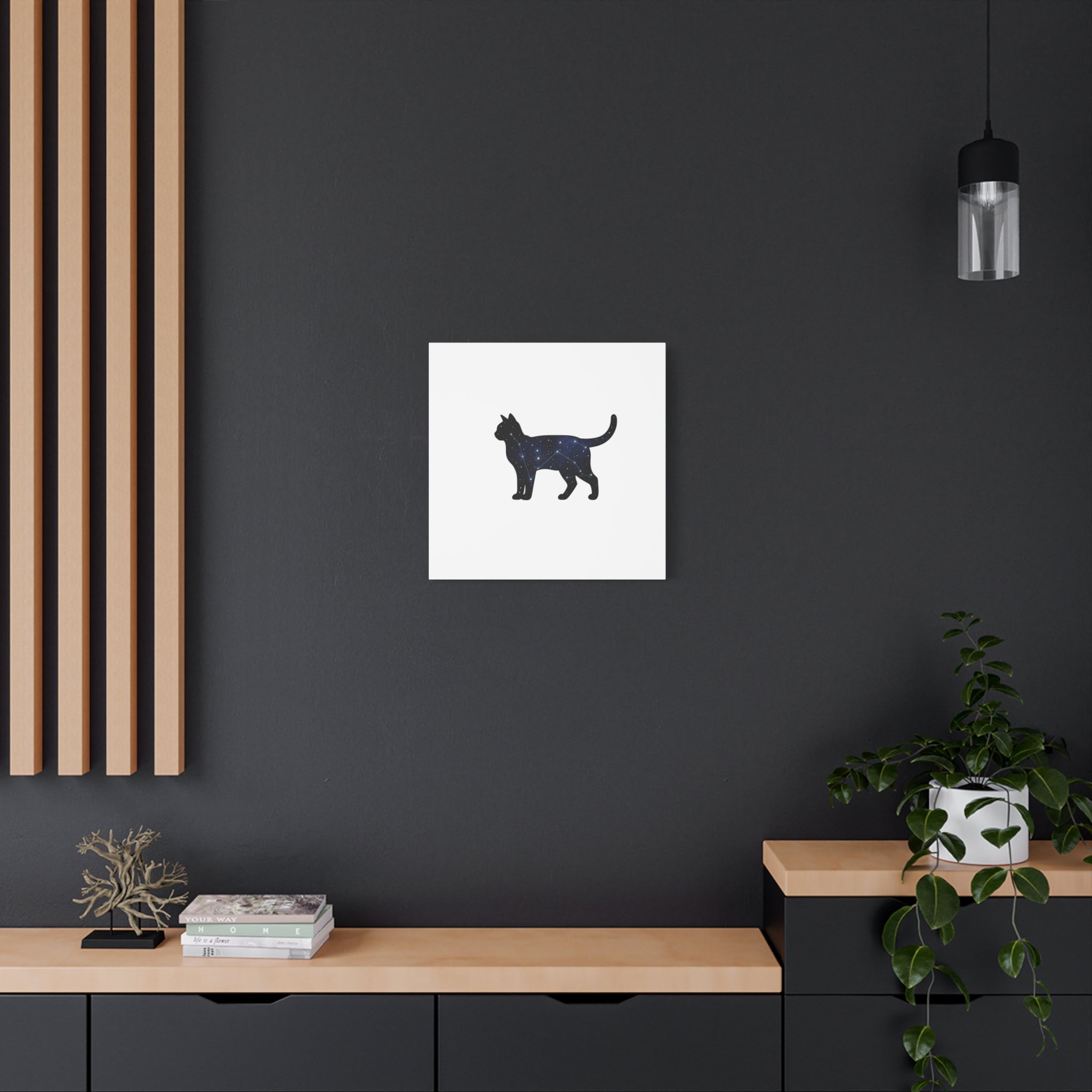 Galaxy Cat Canvas, Stretched Matte Print | Grunge Revival, Dark Plaid Aesthetic