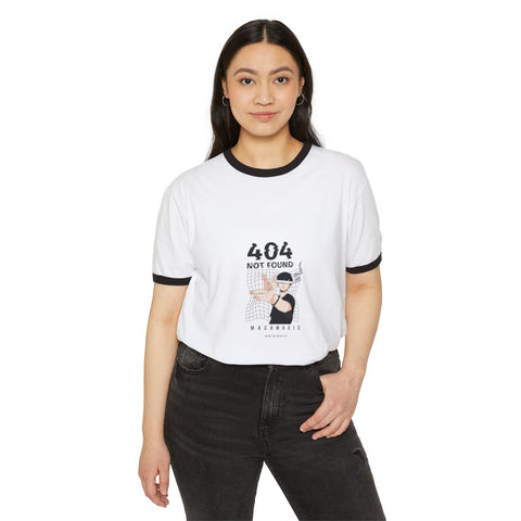 404 Not Found Retro Ringer Tee — Tech Humor Graphic T-Shirt