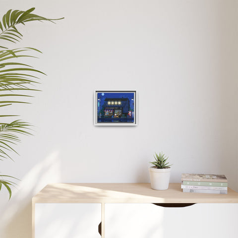 Nighttime Japanese Shop Matte Canvas Print (Framed)