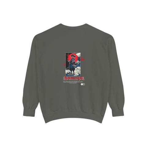 Samurai Graphic Sweatshirt — Retro Japanese Wave & Rising Sun Design