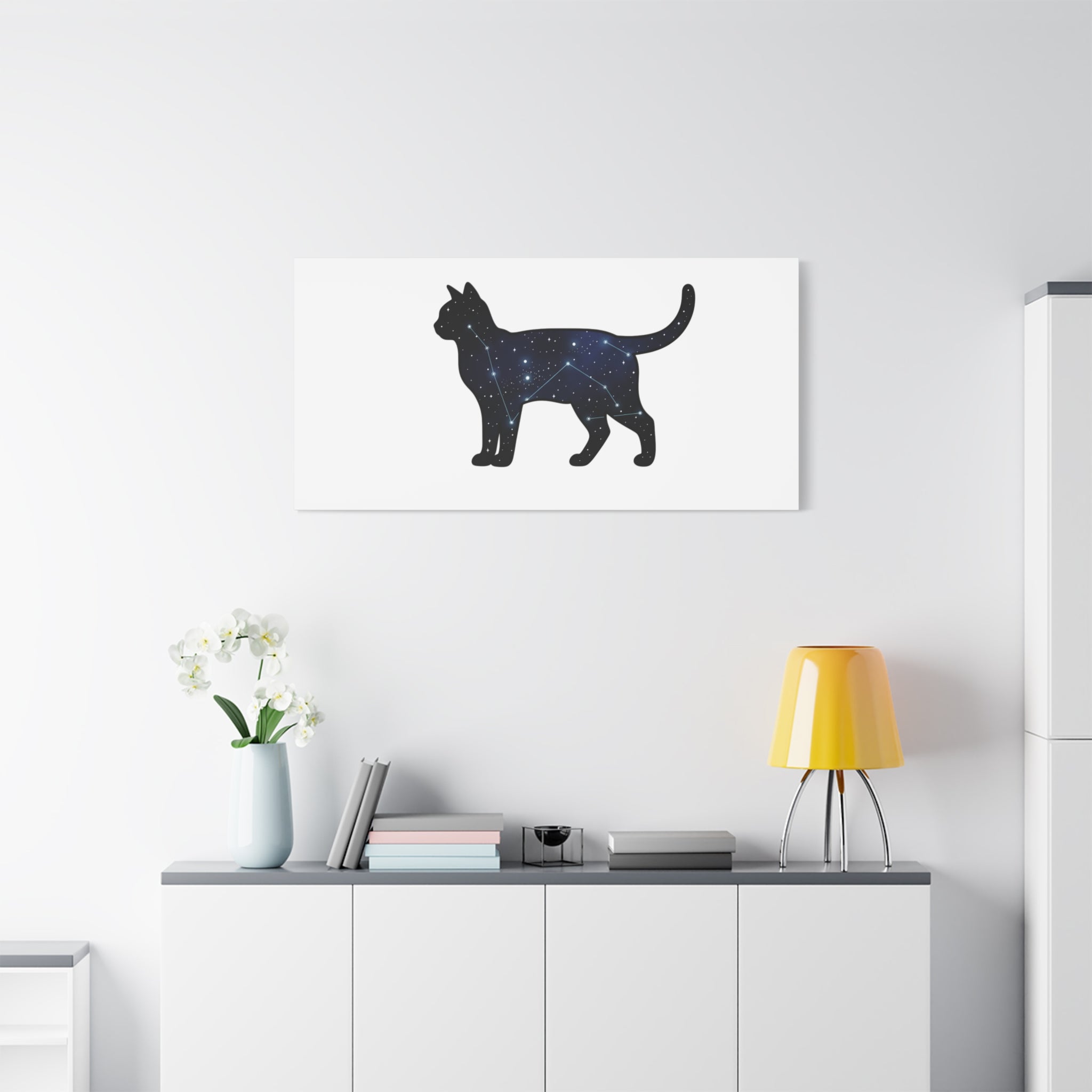 Galaxy Cat Canvas, Stretched Matte Print | Grunge Revival, Dark Plaid Aesthetic