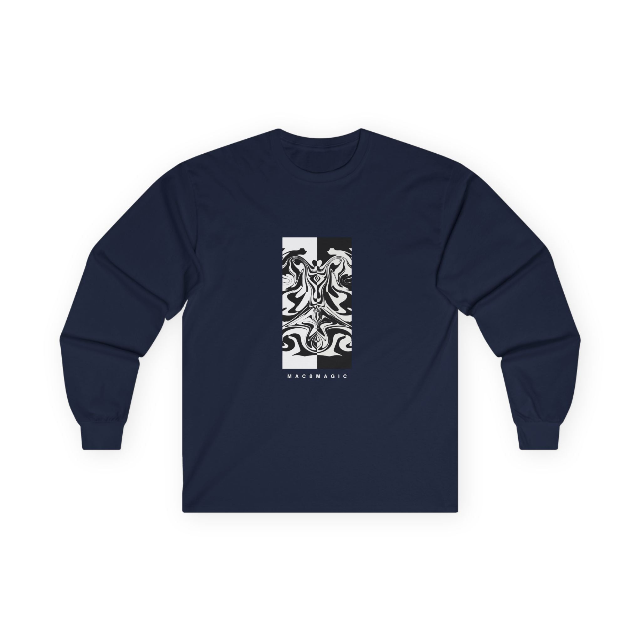 Long Sleeve Tee — Black Abstract Marble 'Alchemical' Graphic