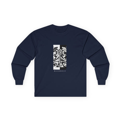 Long Sleeve Tee — Black Abstract Marble 'Alchemical' Graphic