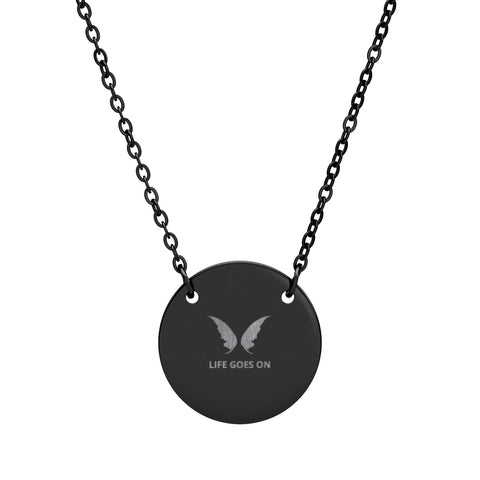 Engraved Butterfly Circle Necklace — Personalized Disc Pendant