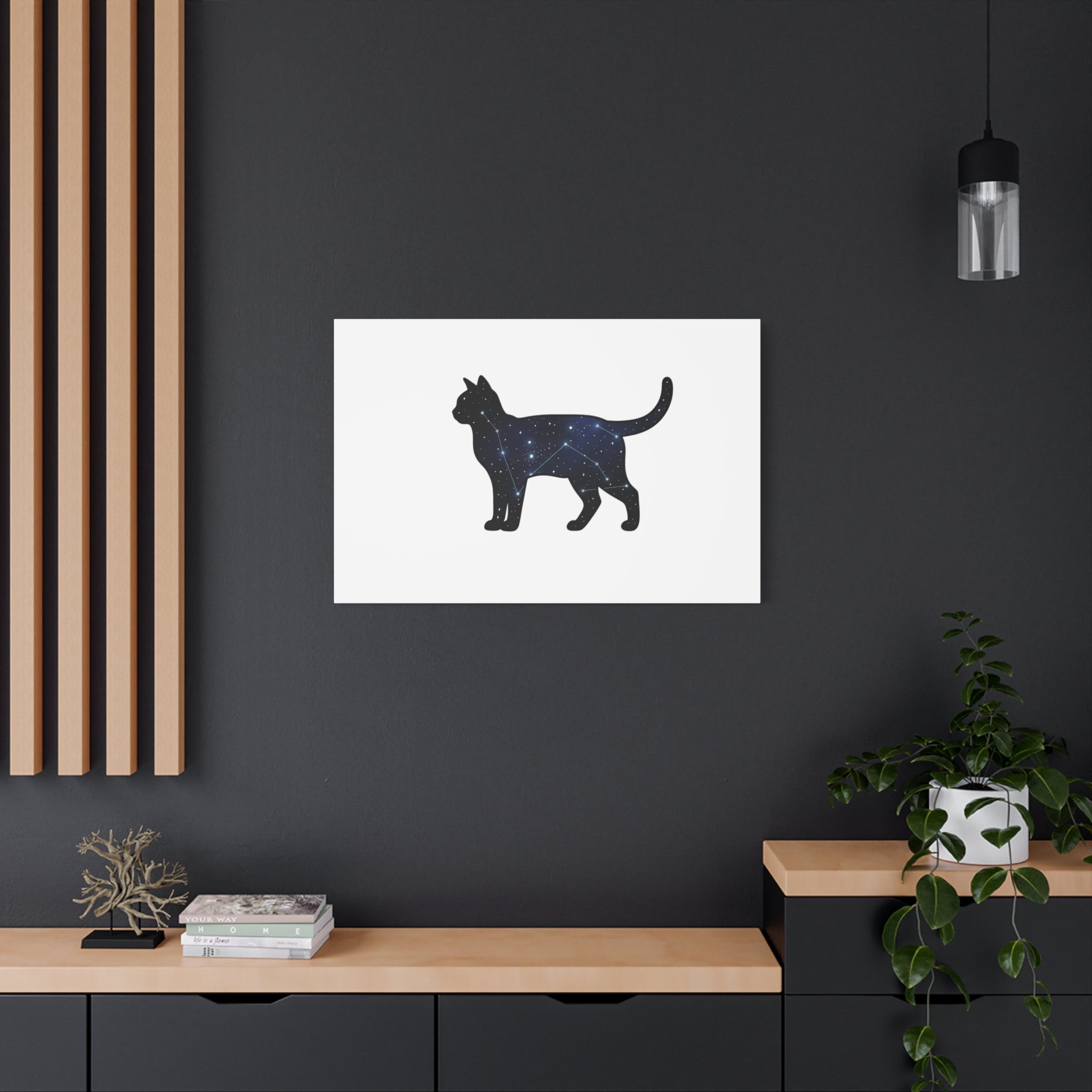 Galaxy Cat Canvas, Stretched Matte Print | Grunge Revival, Dark Plaid Aesthetic