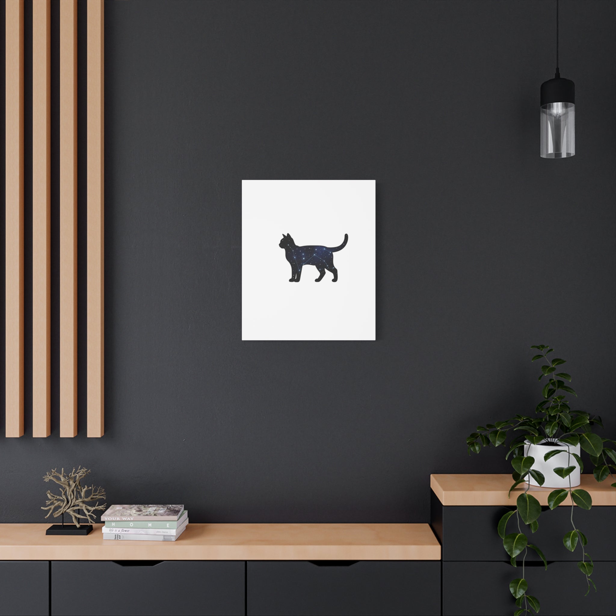 Galaxy Cat Canvas, Stretched Matte Print | Grunge Revival, Dark Plaid Aesthetic