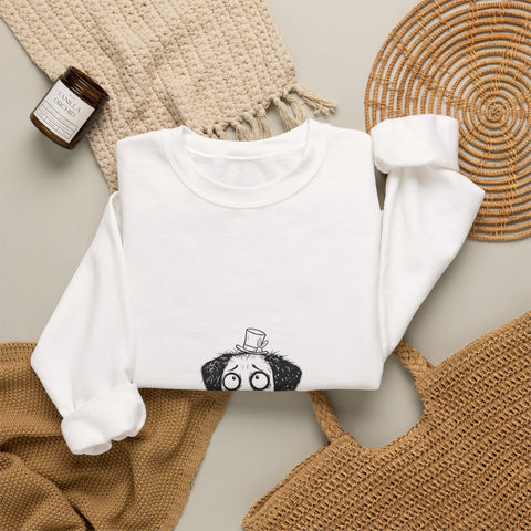 Sweatshirt — Whimsical 'Mac 8 Magic' Dog Illustration Crewneck