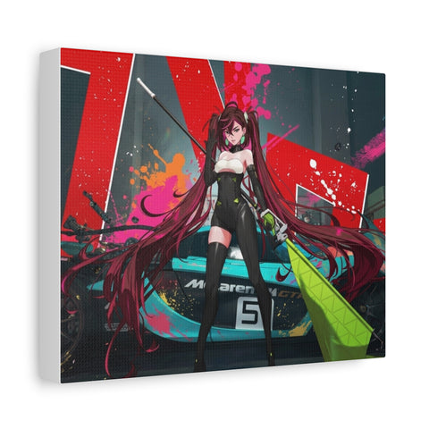 Anime Racing Girl Matte Canvas Print — Stretched Wall Art