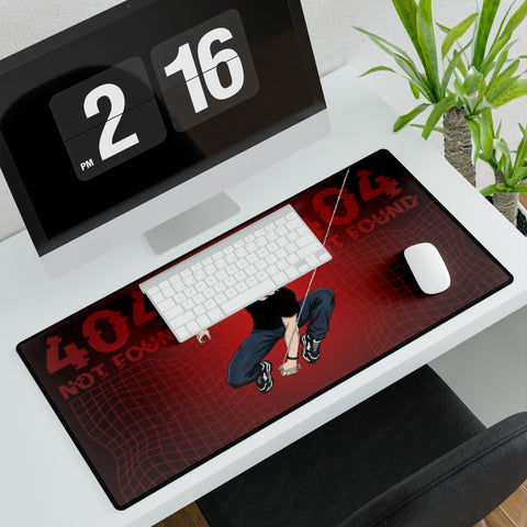 404 Not Found Skate Jumper Desk Mat — Red Cyberpunk Gaming Mousepad