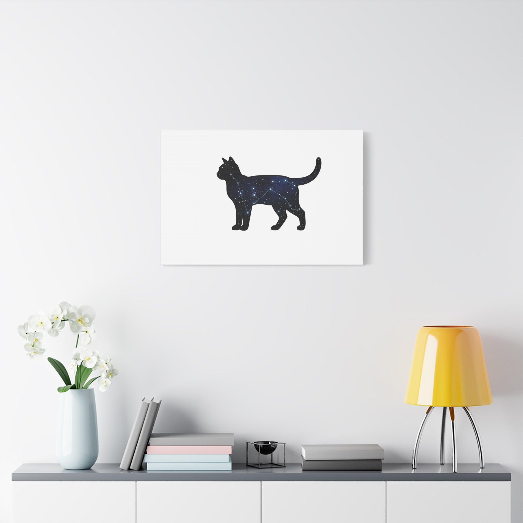 Galaxy Cat Canvas, Stretched Matte Print | Grunge Revival, Dark Plaid Aesthetic