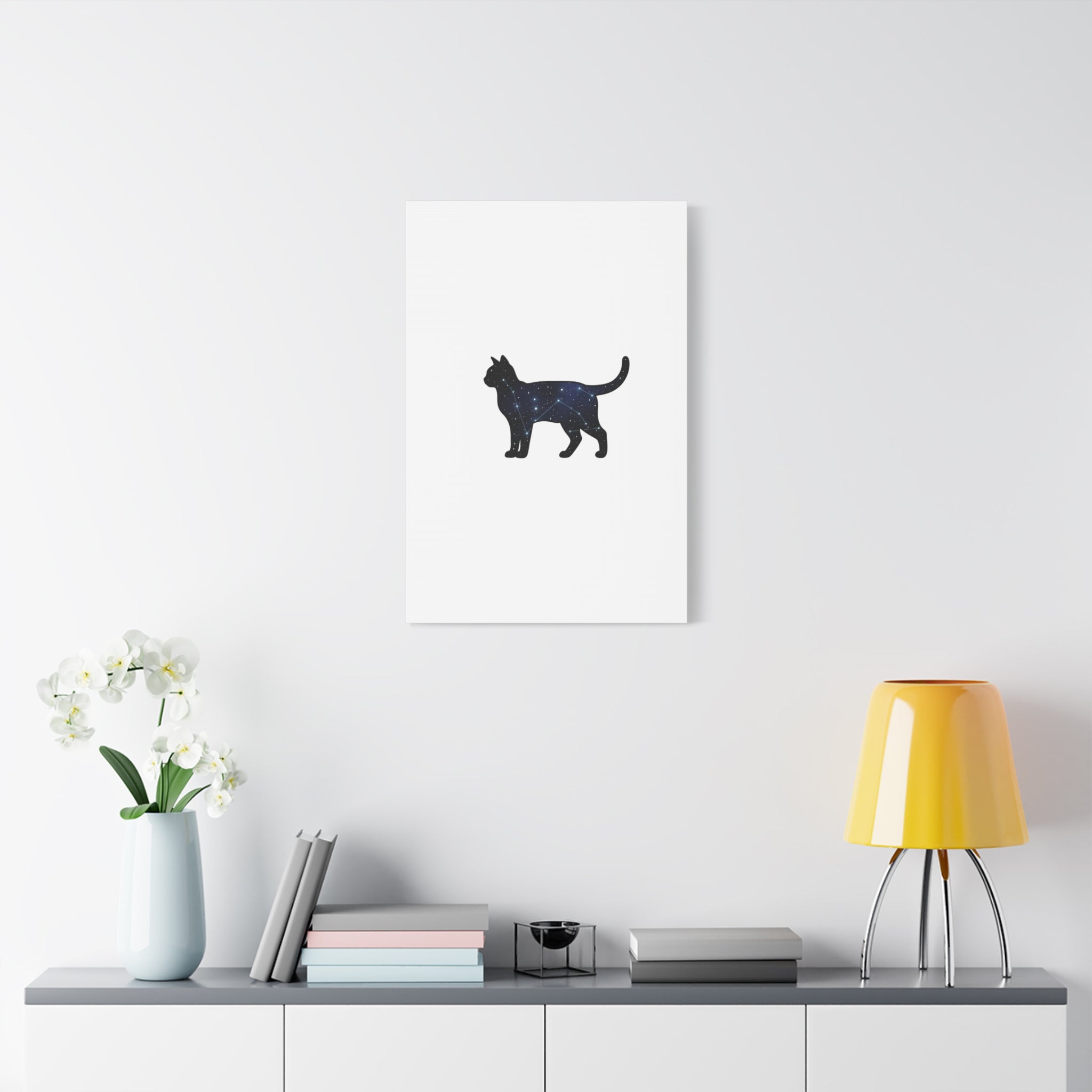 Galaxy Cat Canvas, Stretched Matte Print | Grunge Revival, Dark Plaid Aesthetic