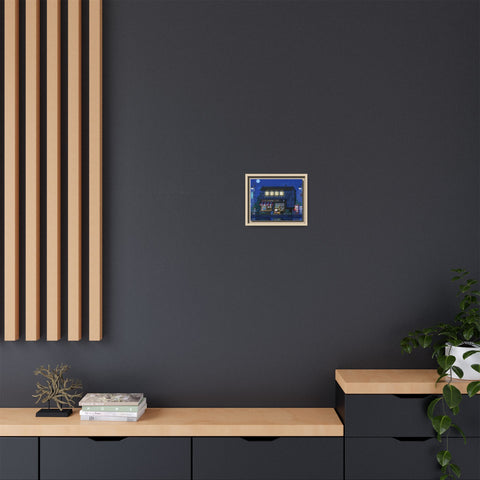 Nighttime Japanese Shop Matte Canvas Print (Framed)