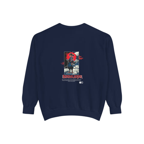 Samurai Graphic Sweatshirt — Retro Japanese Wave & Rising Sun Design