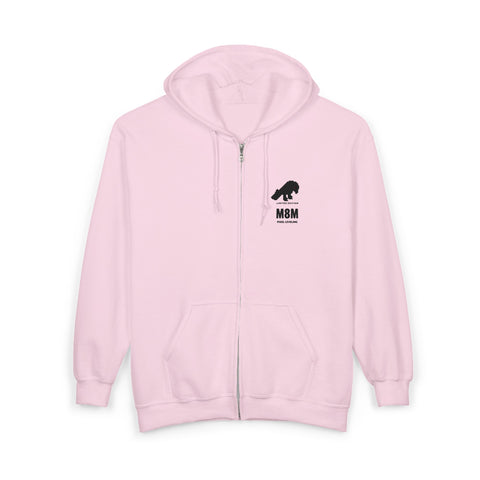 Bear Silhouette Zip Hoodie with "M8M" Chest Print