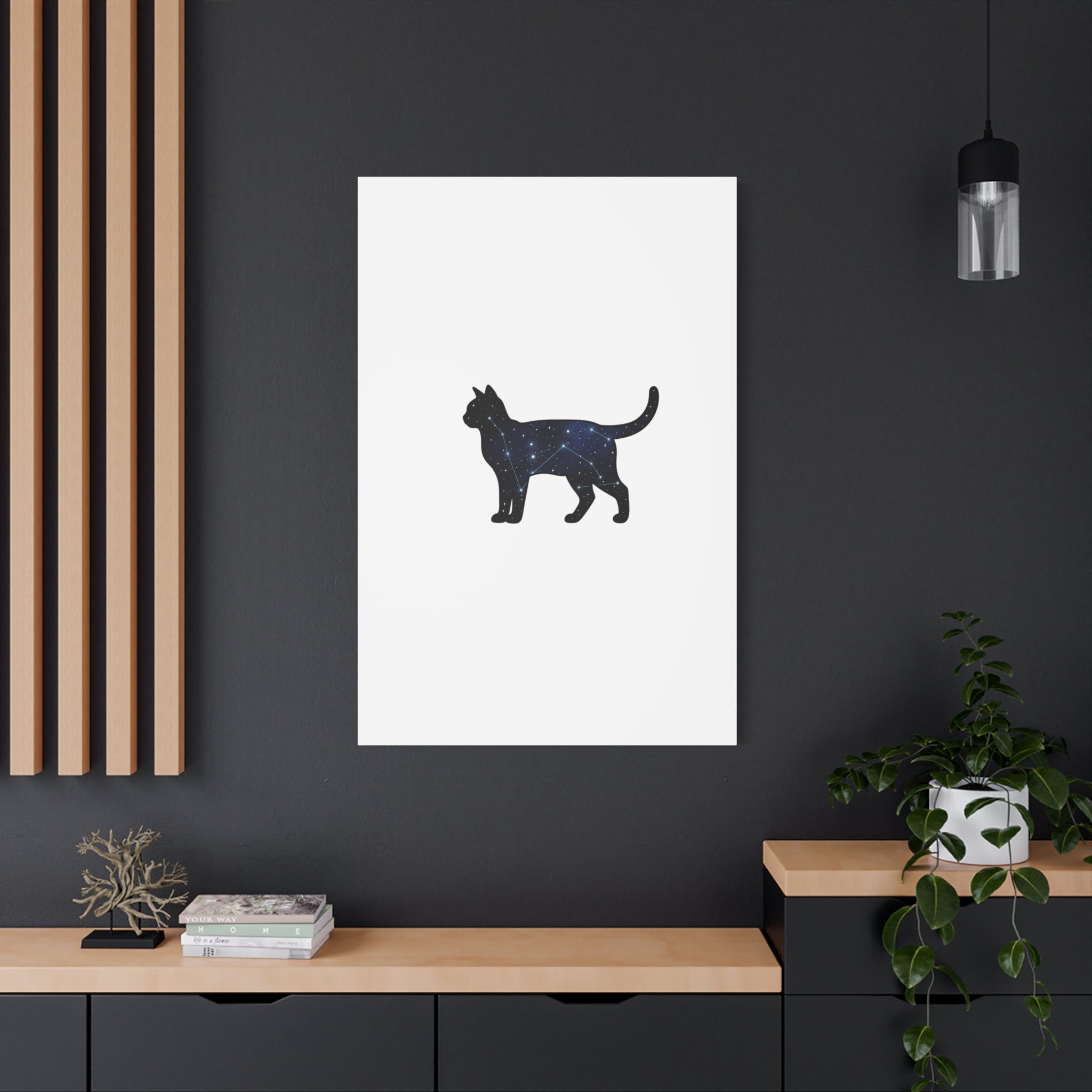 Galaxy Cat Canvas, Stretched Matte Print | Grunge Revival, Dark Plaid Aesthetic
