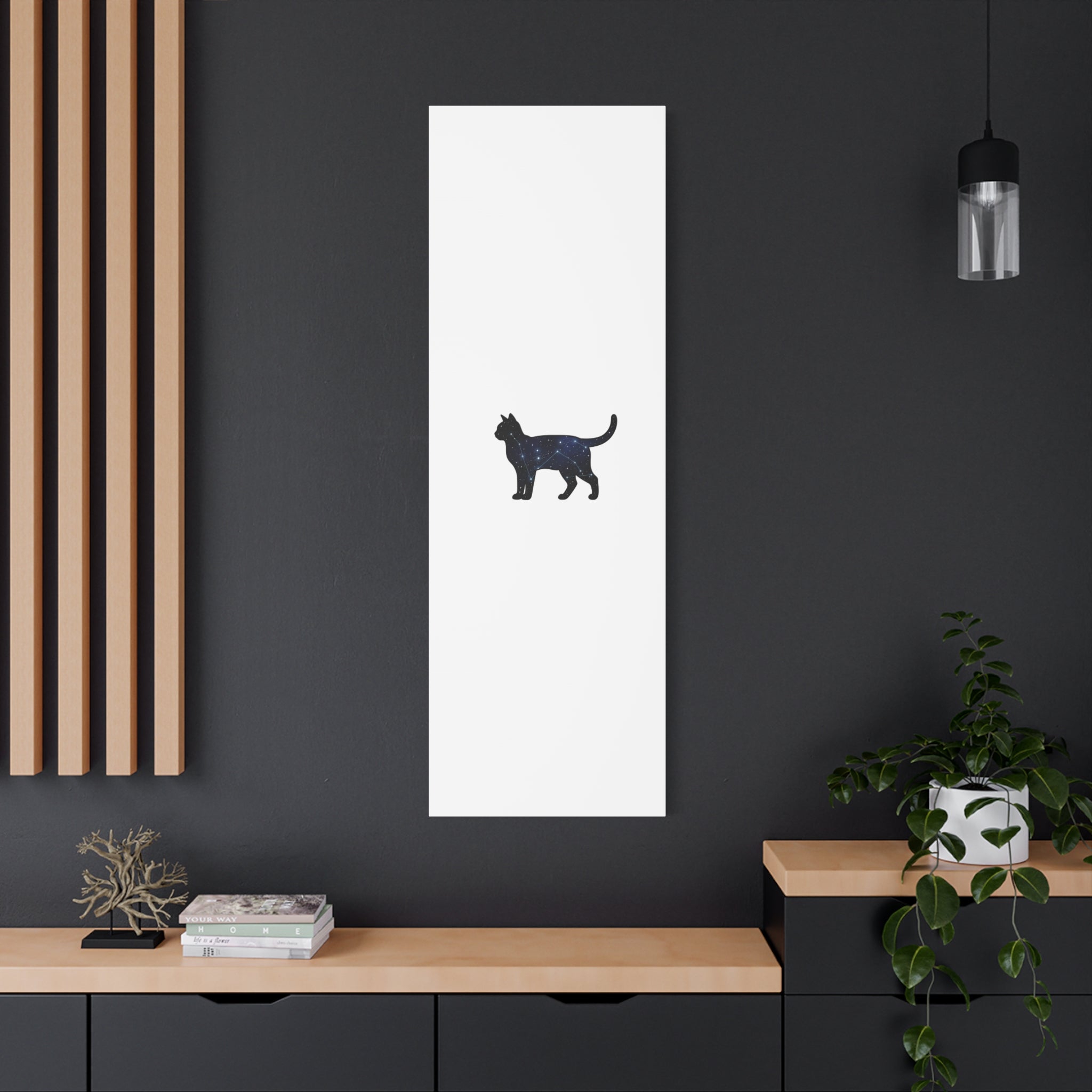 Galaxy Cat Canvas, Stretched Matte Print | Grunge Revival, Dark Plaid Aesthetic
