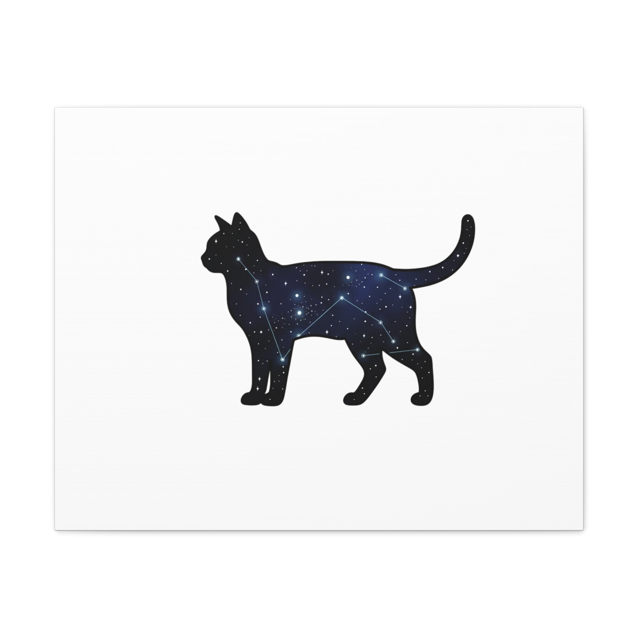 Galaxy Cat Canvas, Stretched Matte Print | Grunge Revival, Dark Plaid Aesthetic