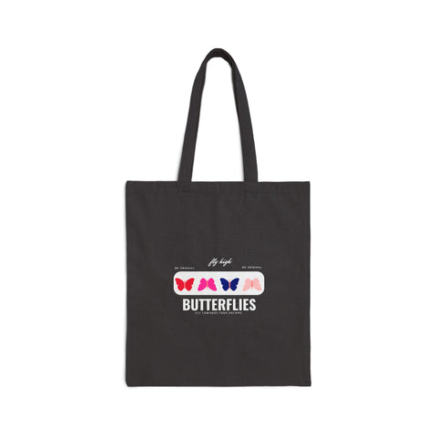 Butterfly Row Canvas Tote — Cute Minimalist Cotton Shopper Bag