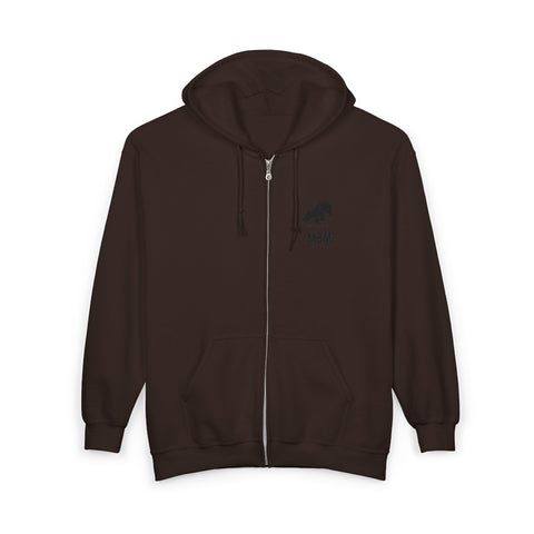 Bear Silhouette Zip Hoodie with "M8M" Chest Print