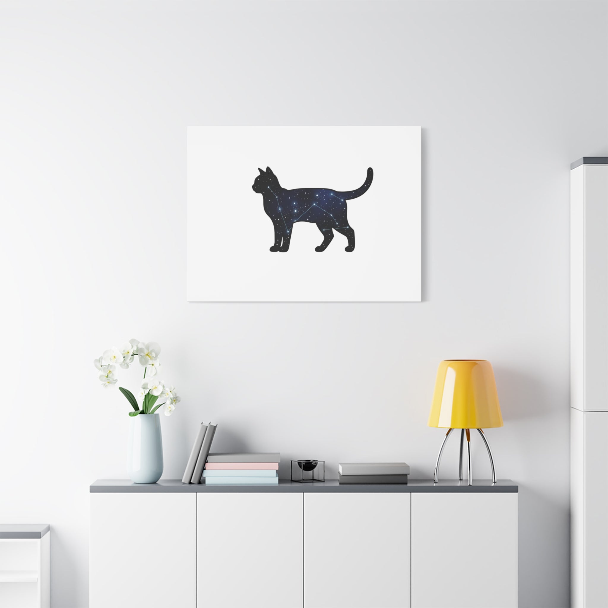 Galaxy Cat Canvas, Stretched Matte Print | Grunge Revival, Dark Plaid Aesthetic