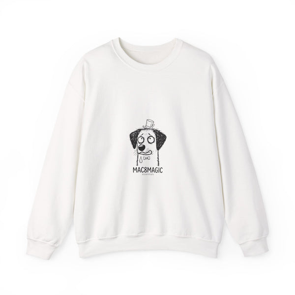 Sweatshirt — Whimsical 'Mac 8 Magic' Dog Illustration Crewneck