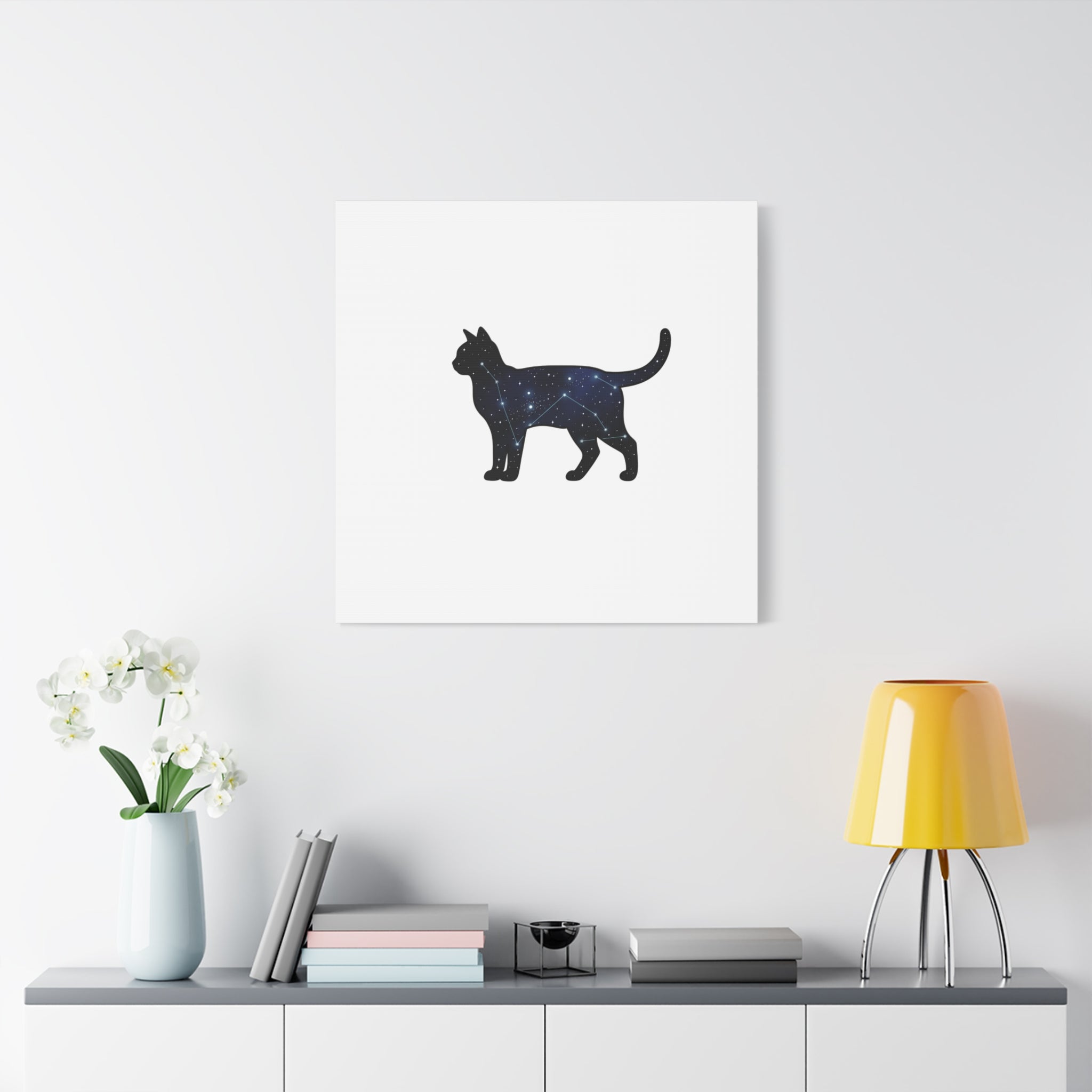 Galaxy Cat Canvas, Stretched Matte Print | Grunge Revival, Dark Plaid Aesthetic
