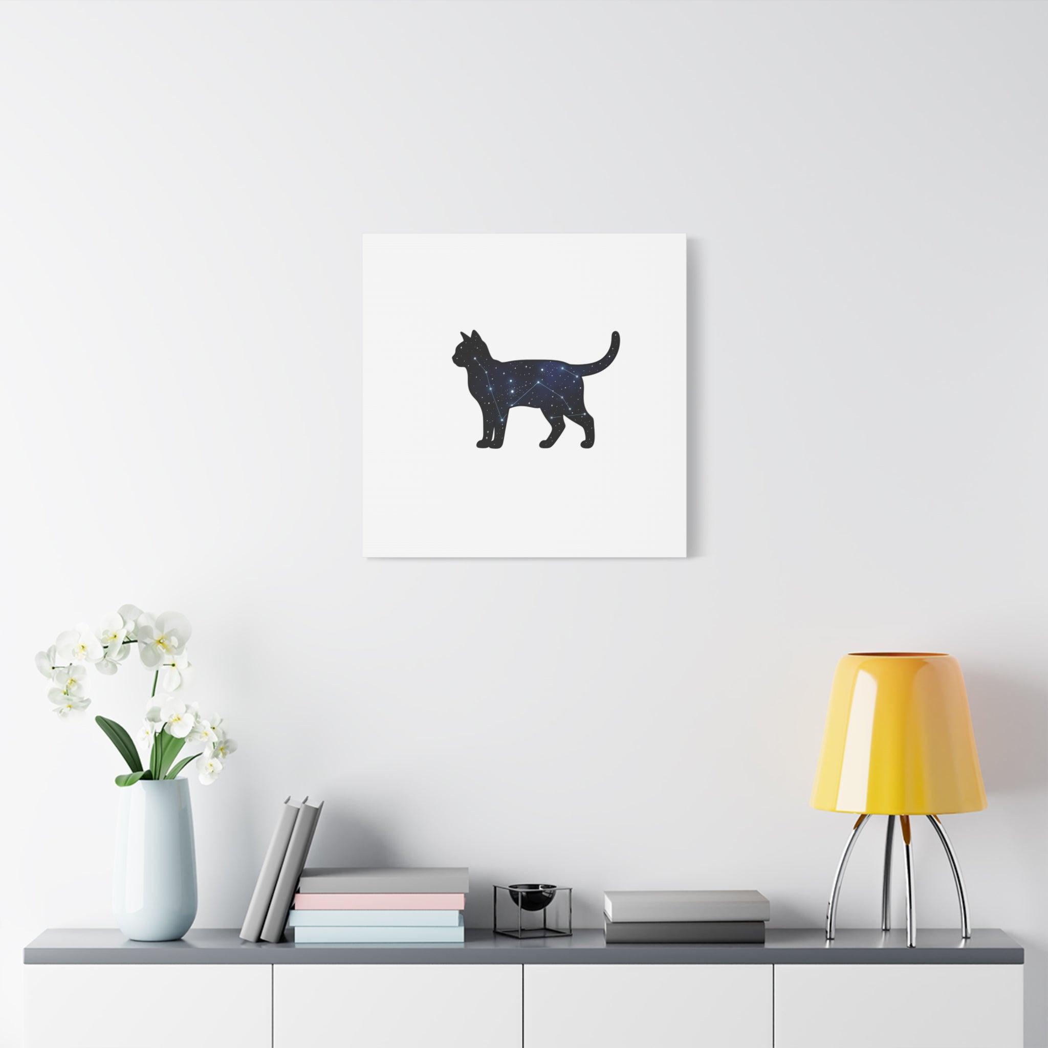 Galaxy Cat Canvas, Stretched Matte Print | Grunge Revival, Dark Plaid Aesthetic
