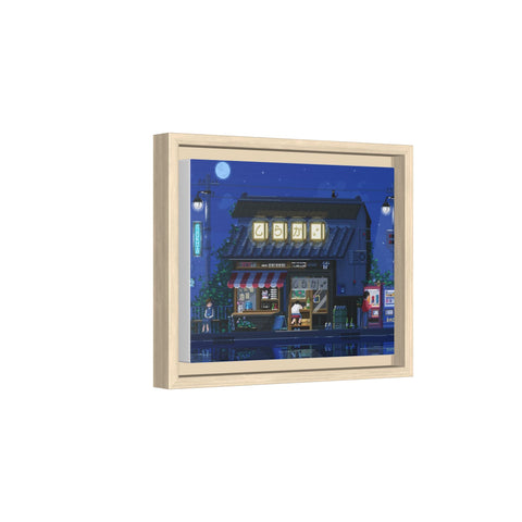 Nighttime Japanese Shop Matte Canvas Print (Framed)
