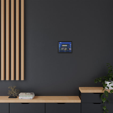 Nighttime Japanese Shop Matte Canvas Print (Framed)